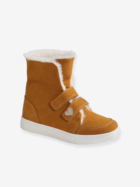 Bottines fourrées transformables en cuir fille CAMEL 2 - vertbaudet enfant 