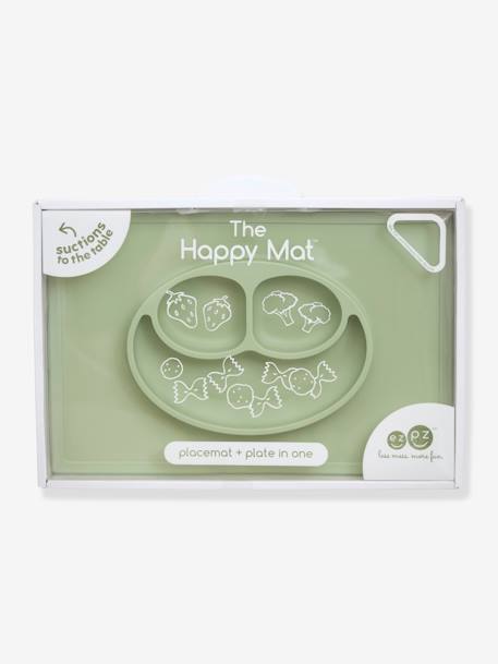 Set de table tout-en-un avec assiette EZPZ Happy mat en silicone ROSE+VERT AMANDE 5 - vertbaudet enfant 