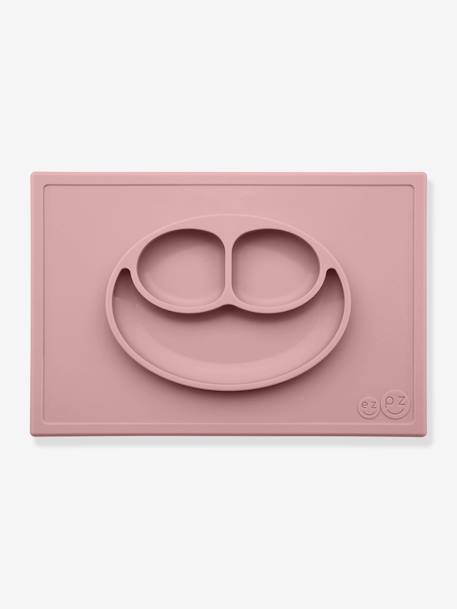 Set de table tout-en-un avec assiette EZPZ Happy mat en silicone ROSE+VERT AMANDE 1 - vertbaudet enfant 