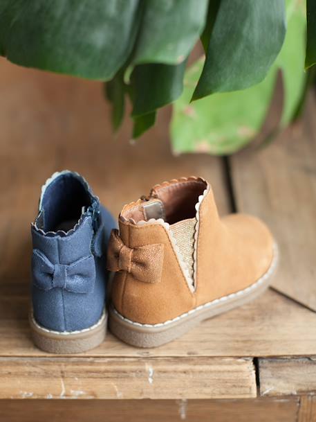 Boots cuir bébé fille élastiqués CAMEL 8 - vertbaudet enfant 