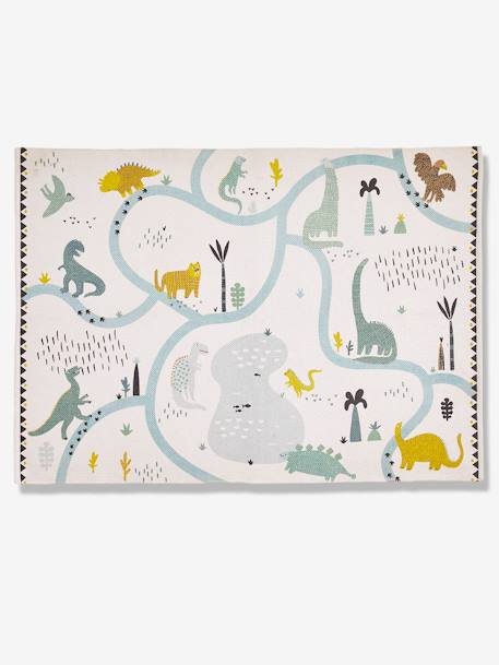 Tapis rectangle circuit Dinosaures écru / multicolore 1 - vertbaudet enfant 