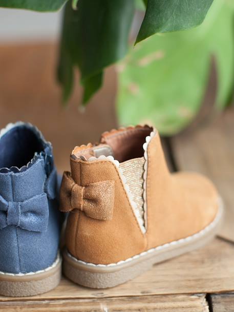 Boots cuir bébé fille élastiqués CAMEL 7 - vertbaudet enfant 