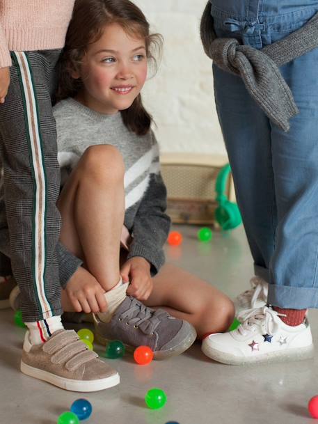 Baskets fille en velours côtelé GRIS 10 - vertbaudet enfant 