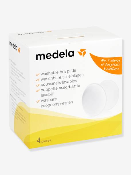 Boîte de 4 coussinets d’allaitement lavables Safe & Dry MEDELA BLANC 1 - vertbaudet enfant 