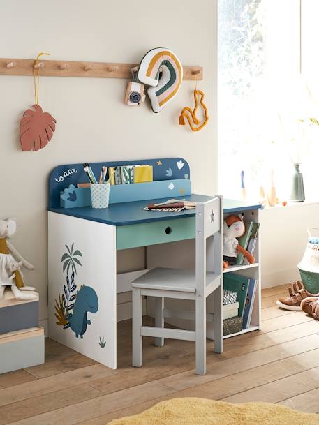 Bureau maternelle ROAAR BLANC MOYEN UNI AVEC DECOR 2 - vertbaudet enfant 