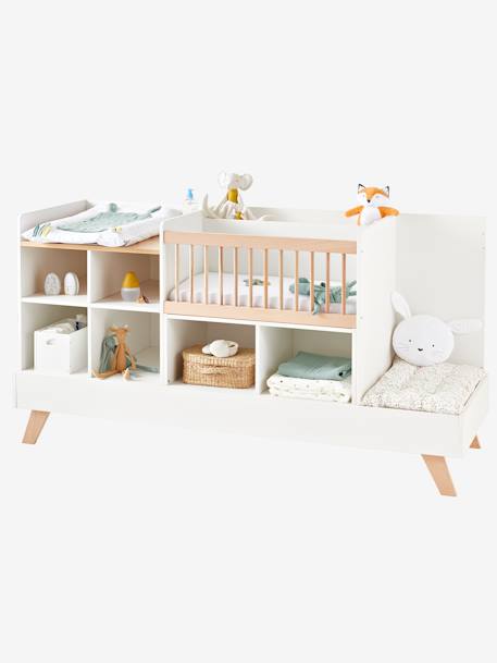 Lit combiné 4 en 1 évolutif avec rangements et table à langer COMBINID BLANC / BOIS+blanc/gris 3 - vertbaudet enfant 