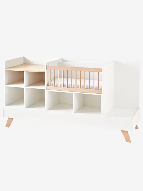 Lit combiné 4 en 1 évolutif avec rangements et table à langer COMBINID BLANC / BOIS+blanc/gris 4 - vertbaudet enfant 