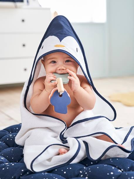 Bébé-Cape, peignoir de bain-Coffret cape de bain + gant Pingouin