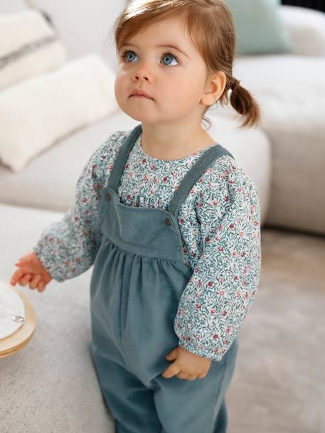 Ensemble blouse et salopette velours bébé fille  - vertbaudet enfant