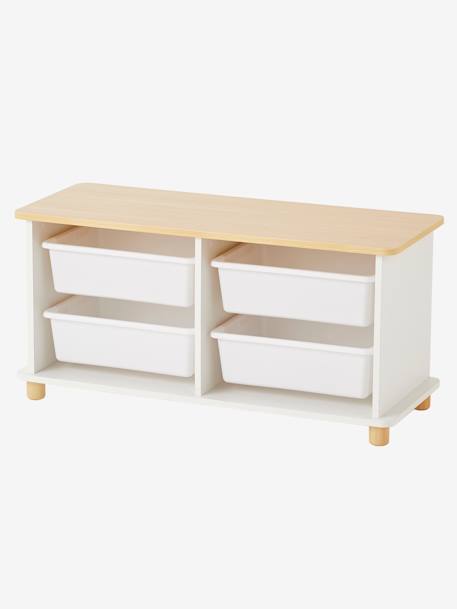 Meuble de rangement + 4 bacs LIGNE PTILOU Blanc/bois 3 - vertbaudet enfant 