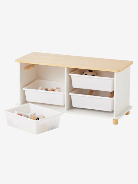 Meuble de rangement + 4 bacs LIGNE PTILOU Blanc/bois 2 - vertbaudet enfant 