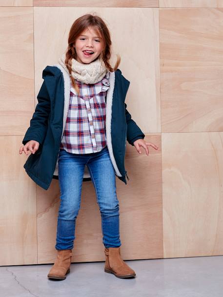 Jean slim MorphologiK 'waterless' fille tour de hanches FIN avec usures Brut+denim black+stone 9 - vertbaudet enfant 