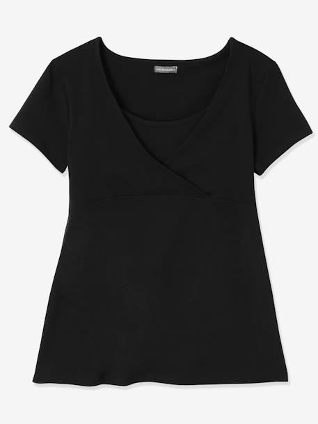 Lot de 2 T-shirts cache-coeur grossesse et allaitement Lot marine/gris+Lot noir/blanc+Lot noir/rose pâle 17 - vertbaudet enfant 