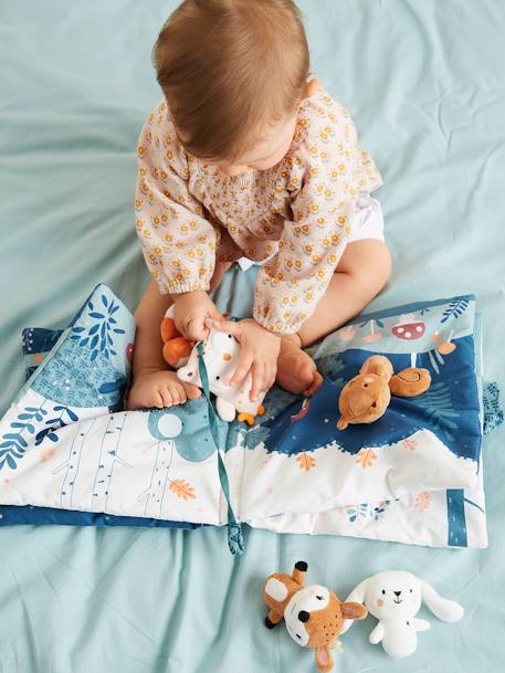 Livre d'éveil + peluches en velours Forêt enchantée multicolore 1 - vertbaudet enfant 