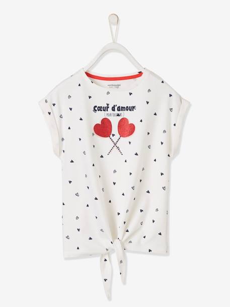 T-shirt imprimé détails irisés fille blanc imprimé 1 - vertbaudet enfant 