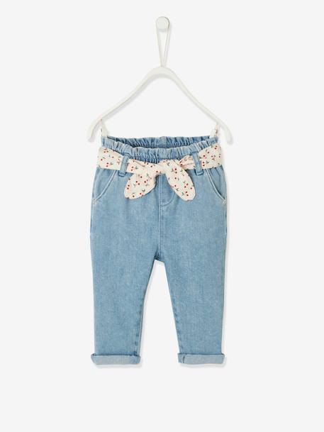 Jean avec ceinture en tissu bébé double stone 3 - vertbaudet enfant 