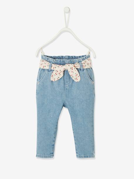 Jean avec ceinture en tissu bébé double stone 4 - vertbaudet enfant 