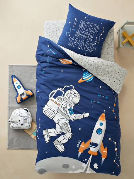 Drap-housse enfant INTERGALACTIC gris clair imprimé 2 - vertbaudet enfant 