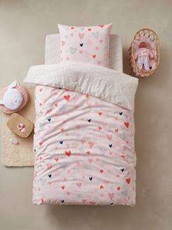 Parure housse de couette + taie d'oreiller essentiels enfant COEURS EN FETE  - vertbaudet enfant