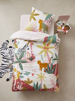 Linge de maison et décoration-Parure housse de couette + taie d'oreiller enfant PINK JUNGLE