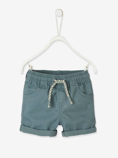 Short sergé taille élastiquée bébé garçon beige+camel+vert de gris 10 - vertbaudet enfant 