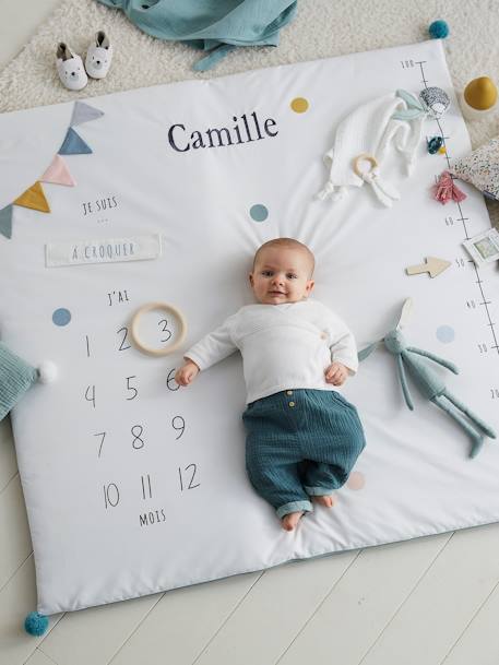 Tapis photo bébé personnalisable écru / vert 1 - vertbaudet enfant 