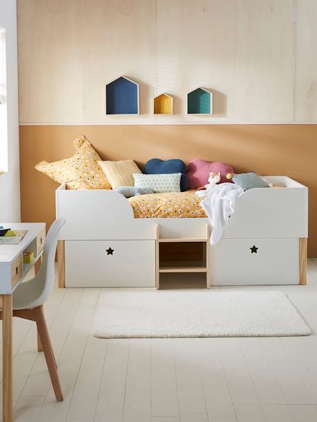 Lit en hauteur avec rangements GRANDE OURSE BLANC / BOIS 3 - vertbaudet enfant 