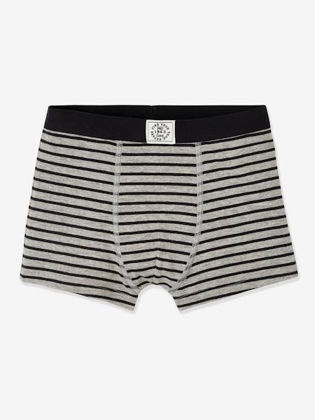 Lot de 5 boxers garçon BASICS lot gris chiné rayé 2 - vertbaudet enfant 