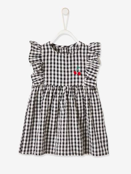 Robe sans manches bébé seersucker carreaux encre+vert de gris 2 - vertbaudet enfant 