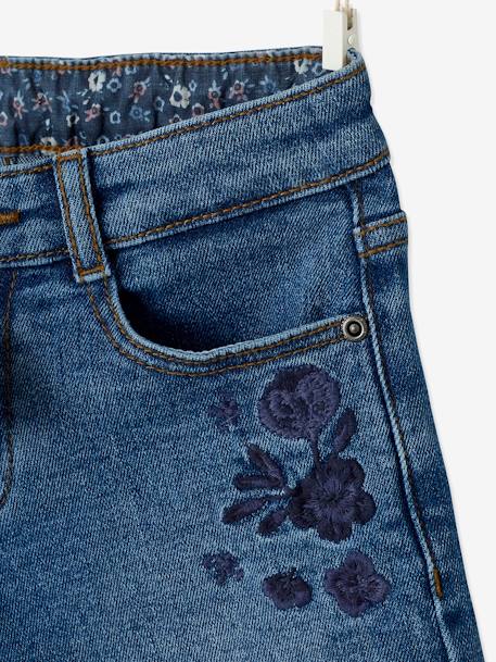 Short en jean brodé fleurs fille noeud imprimé fleurs denim brut+double stone+stone 10 - vertbaudet enfant 