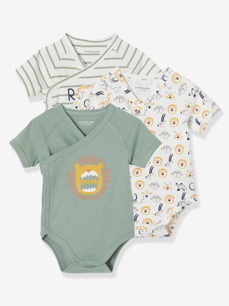 Lot de 3 bodies manches courtes ouverture naissance tilleul 1 - vertbaudet enfant 