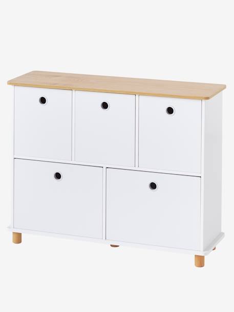 Meuble de rangement 5 bacs LIGNE PTILOU Blanc/bois 2 - vertbaudet enfant 