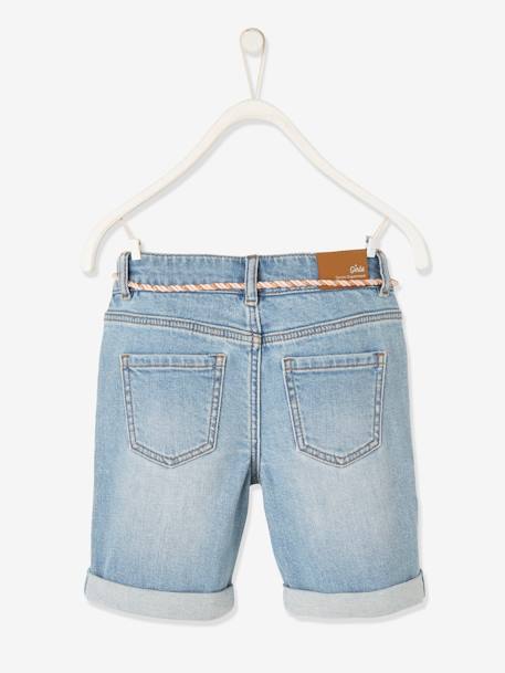 Bermuda en jean brodé fleurs Basics fille double stone 3 - vertbaudet enfant 