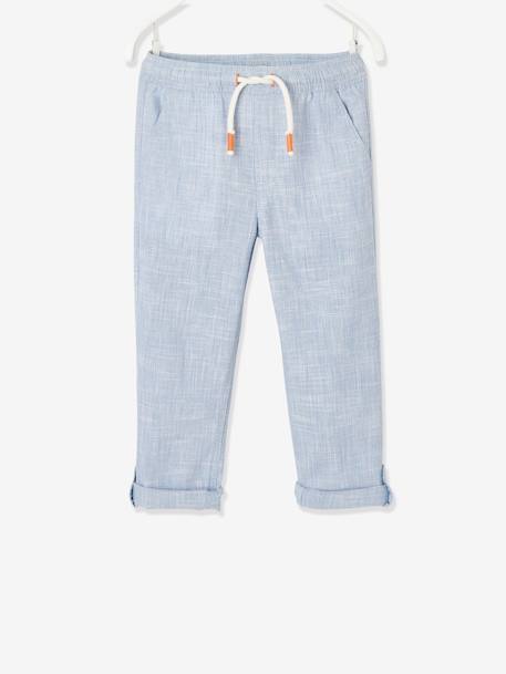 Pantalon léger retroussable en pantacourt aspect lin tissé garçon  - vertbaudet enfant