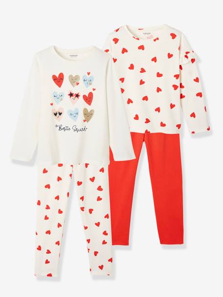 Lot de 2 pyjamas coeurs ivoire 1 - vertbaudet enfant 