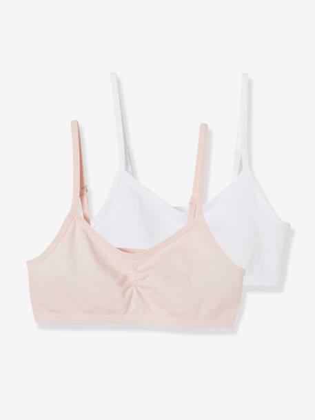 Lot de 2 brassières fille en microfibre ROSE CLAIR UNI 1 - vertbaudet enfant 