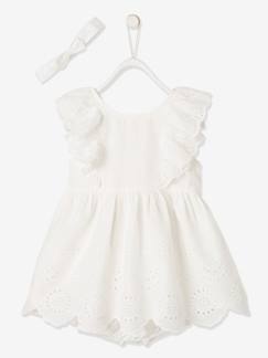 Ensemble de cérémonie bébé robe, bloomer et bandeau  - vertbaudet enfant