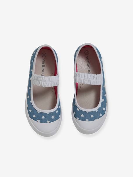 Ballerines en toile fille blanc+denim imprimé coeur+light gold+sauge 9 - vertbaudet enfant 