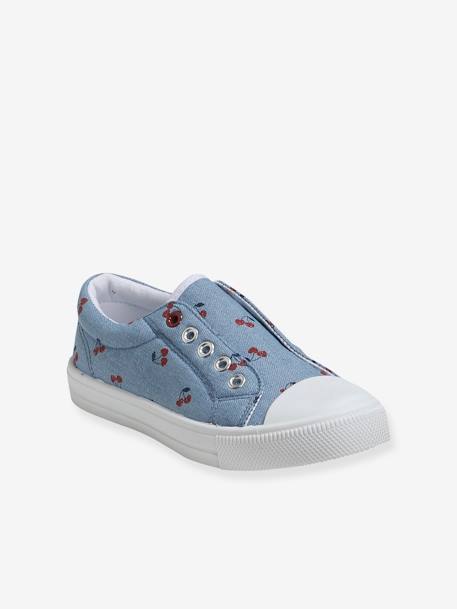 Baskets élastiquées fille en toile Bleu cerise 2 - vertbaudet enfant 