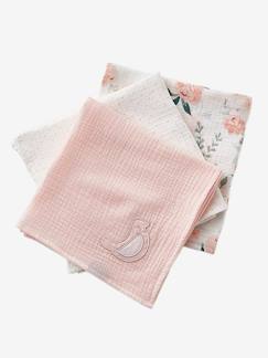 Idées cadeaux bébés et enfants-Lot de 3 langes EAU DE ROSE