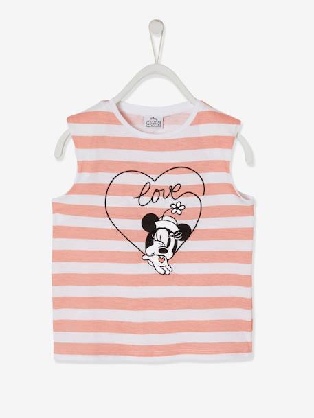 T-shirt avec épaulettes Disney Minnie® fille rose poudré rayé 1 - vertbaudet enfant 