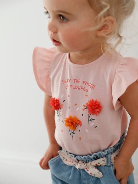 Bébé-T-shirt, sous-pull-T-shirt avec fleurs en relief bébé