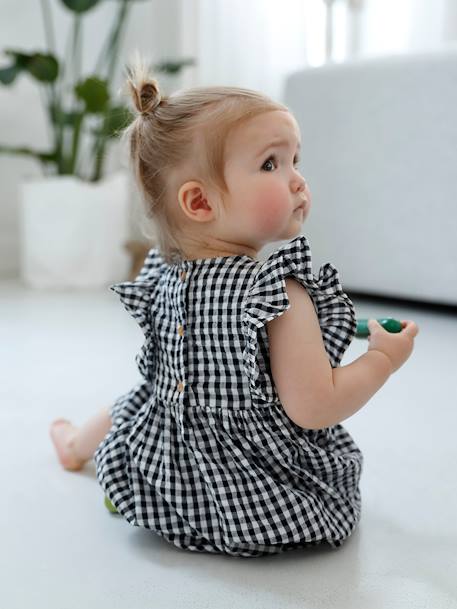 Robe sans manches bébé seersucker carreaux encre+vert de gris 8 - vertbaudet enfant 