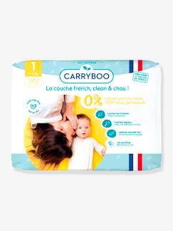 Fabrication française-Puériculture-Toilette de bébé-Couches et lingettes-27 couches dermo-sensitives T1 (2-5 kg) CARRYBOO