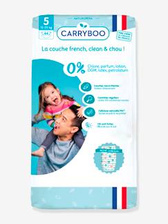 Fabrication française-Puériculture-Toilette de bébé-Couches et lingettes-44 couches dermo-sensitives T5 (12-25 kg) CARRYBOO