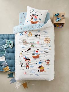 Linge de maison et décoration-Parure housse de couette + taie d'oreiller enfant P COMME PIRATE