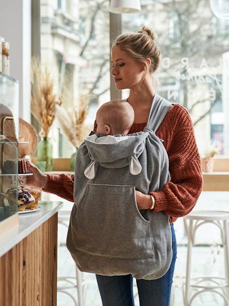 Protège porte-bébé molleton gris chiné 1 - vertbaudet enfant 