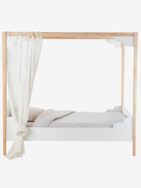 Lit à baldaquin enfant LIGNE ROMANCE BLANC / BOIS 4 - vertbaudet enfant 