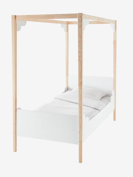 Lit à baldaquin enfant LIGNE ROMANCE BLANC / BOIS 3 - vertbaudet enfant 