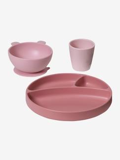 Coffret repas couvert et assiette bébé enfant Flamant-Rose